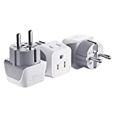 Schuko Germany, France Plug Adapter by Ceptics, Dual Input - Ultra Compact Light Weight - Usa to Russia, South Korea Travel Adaptor Plug - Type E/F (3 Pack)