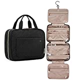 BAGSMART Toiletry Bag Travel Bag with hanging hook, Water-resistant Makeup Cosmetic Bag Travel Organizer for Accessories, Shampoo, Full Sized Container, Toiletries, Black