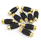 Electop 10 Pack RCA Female to Female Coupler Audio Video Gold Adapter