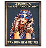 Assuming I'm Just An Old Lady - Boho Hippie Room Decor - Bohemian Room Decor - Funny Birthday Decorations Wall Art Poster - Gift for Grandmother, Grandma, Granny, Women - Psychedelic Room Decor - 8x10