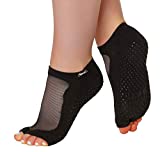 SHASHI Women’s Classic Open Toe Grip Socks, Non Slip, Mesh Top Panel, Pilates, Barre, Yoga, Aerial Fitness