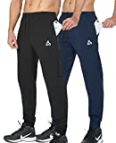 SILKWORLD Men's Sweatpants with Zipper Pockets Athletic Lounge Jogger Pants,Black,Navy_MQ4,Medium