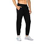 Dofaoo Men's Sweatpants Joggers with Zipper Pockets Tapered Athletic Pants Black L