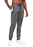 AIRAVATA Joggers for Men Zipper Pockets Grey Sweatpants Joggers Running Pants Active Pants with Pockets for Running Jogging Gym Lounge - Grey M
