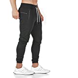 AOTORR Men's Slim Fit Joggers Casual Slim Sweatpants Workout Running Track Pants with Zipper Pockets Black M