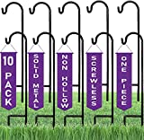 Ashman Shepherds Hook 10 Pack Black, 35 Inches Tall, Made of Premium Metal for Hanging Solar Light, Bird Feeders, Mason Jars, Garden Stake and Wedding Decor