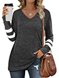 Womens Sweatshirts Casual Long Sleeve Tops Cozy Tunic Sweaters Dark Grey M