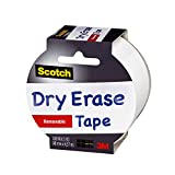 Scotch 1905RDEWHT Dry Erase Tape, 1.88" x 5 yd., White, Multicolor