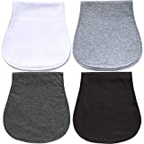 Burp Cloths for Babies, Large Size, Triple Layers, Extra Soft Absorbent and Thick, 4 Packs, Dark Grey Light Grey and White