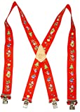 SANTA - RED - USA MADE CUSTOM SUSPENDERS - 2" WIDE - STRONG METAL CLIPS - 02092