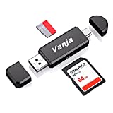 Vanja SD Card Reader, Micro USB OTG Adapter and USB 2.0 Portable Memory Card Reader for SD TF SDXC SDHC MMC RS-MMC Micro SD Micro SDXC Micro SDHC Card and UHS-I Cards