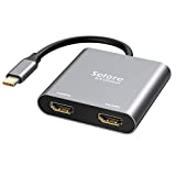 Selore&S-Global USB C to Dual HDMI Adapter 4K @60hz, Type C to HDMI Converter for MacBook Pro Air 2020/2019/2018,LenovoYoga 920/Thinkpad T480,Dell XPS 13/15,etc