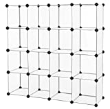 SONGMICS Cube Storage Organizer, 16-Cube Book Shelf, Closet Organizers and Storage, Room Organization, Cubby Shelving for Bedroom Living Room, 48.4 x 12.2 x 48.4 Inches, White ULPC44L