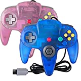 N64 Controller, Soanufa 2 Pack N64 Games Controller Compatible N64 Video Game System Console (Transparent Blue+Transparent Purple)