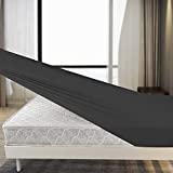 Stretch King Fitted Sheet Only - Jersey Knit & Ultra Soft Bed Sheet, 4 Way Stretchy Fit Mattress (Deep or Shallow Pocket, 5" to 13") & Size of King, California King or Short King - Dark Gray