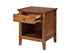 Knocbel Solid Wood Nightstand with Storage Drawer & Compartment, Sofa Side End Table Bedside Table Night Stand, Fully Assembled, 24" H x 20.8" W x 18" D (Walnut)