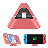 NexiGo Charger Dock for Nintendo_Switch/Nintendo Switch Lite, Compact Triangular Charger Docking Station Compatible with Nintendo_Switch/ Switch Lite with Type C Port (Coral)