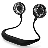 Neck Fan, 5200mAh Battery Powered Neckband Fan With 4 Speeds, Natural Wind Mode, 360Â° Adjustable, Hands-Free Portable Personal Fan for Sports, Home, Office, Trave (Black)