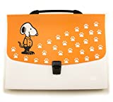 HAND Snoopy A4 Concertina Document Wallet Case with 12 Compartments and Colourful A-Z Divider Tabs - Funky Pawprint Design - 33 cm x 25 cm - Orange and White