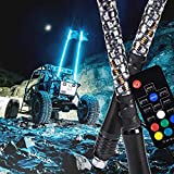 2pc 6ft Spiral LED Whip Lights for UTV ATV [21 Modes] [20 Colors] [RF Wireless Remote] [Weatherproof] [USA Flag] LED Lighted Whips Antenna for RZR Can-Am Polaris UTV ATV Accessories