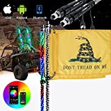 Whip Lights - AUTOOMMO 2Pcs 3FT Spiral RGB LED Chasing Whip Light with Gadsden Flag Remote and APP Control 300 Flash Patterns for UTV ATV Off-Road Truck Sand Buggy Dune RZR Can-Am (3FT)