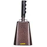 10 Inch Steel Cowbell with Handle Cheering Bell for Sports Events Large Solid School Bells & Chimes Percussion Musical Instruments Call Bell Alarm(Copper)