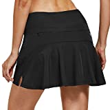 FitsT4 Women's Cycling Skort Pleated Bike Skirt 4D Gel Padded Biking Bicycle Shorts Quick-Dry Zipper Pockets Black Size M