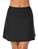 Hilor Women's High Waisted Swim Bottom Athletic Swimsuit Tankini Skirts with Panty Black 12