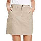 BALEAF Women's Outdoor Skort UPF 50 Active Athletic Skort Casual Skort Skirt with Zip Pockets Hiking Golf Khaki M