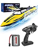 RC Boat-AlphaRev R208 20+ MPH Fast Remote Control Boat with LED Light for Pools and Lakes, 2.4GHz RC Boats with Rechargeable Battery for Adults and Kids