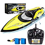 Remote Control Boat [Upgraded 2021] - SHARKOOL 2.4 GHZ 25+ MPH RC Boat, Fast Remote Controlled Boat for Pools and Lakes, RC Boats for Adults and Kids with 2 Rechargeable Batteries