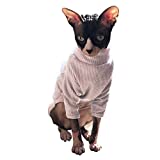 Bonaweite Hairless Cats Vest Turtleneck Sweater, Breathable Adorable Cat Wear Shirt Clothes, Cat's Pajamas Jumpsuit for Sphynx, Cornish Rex, Devon Rex, Peterbald