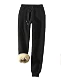 Yeokou Women's Warm Sherpa Lined Athletic Sweatpants Jogger Fleece Pants (X-Large, Black)