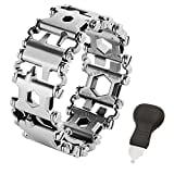 Multifunctional Bracelet 29 in 1 Stainless Steel Silver Multifunctional Bracelet Portable Outdoor Multi-tool Bracelet Travel Friendly Wearable Bracelet And a small pry tool