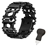 Multifunctional Bracelet 29 in 1 Stainless Steel Black Multifunctional Bracelet Portable Outdoor Multi-tool Bracelet Travel Friendly Wearable Bracelet And a small pry tool