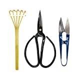 Kebinfen Bonsai Tree Pruning Trimming Starter Tool Kit - Pruning Scissors, Bonsai Scissors for Bud & Leaves Trimmer, Bamboo Rake - Set of 3