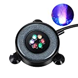 Aquarium Air Bubble LED Light Aquarium Air Stone Disk Kit Fish Tank Air Bubbler Decoration 6 Color Changing (Pump not Included)