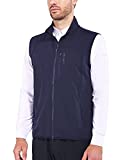 Baleaf Men's Running Lightweight Golf Vest Sleeveless Stretch Breathable Running 5 Zip Pockets Windproof Hiking Outwear Dark Blue L