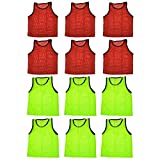 BlueDot Trading Adult Sports Pinnie Scrimmage Training Vest, Combo Red/Yellow, 12 Pack