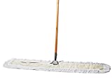 Tidy Tools 48 Inch Industrial Strength Cotton Dust Mop with Wood Handle and Frame. 48'' X 5'' Wide Mop Head with Cut Ends - Hardwood Floor Broom