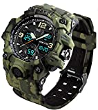 MJSCPHBJK Men's Analog Sports Watch Military Watch Outdoor LED Stopwatch Digital Electronic Watches Large Dual Display Waterproof Tactical Army Watches for Men