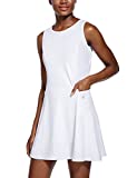 BALEAF Women's Tennis Golf Dress Sleeveless with Inner Shorts 4 Pockets for Exercise Workout White S