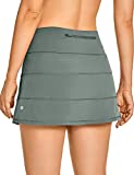 CRZ YOGA Women's Active Lightweight Athletic Short Skirts Running Tennis Golf Workout Sports Skorts with Pockets Grey Sage Small