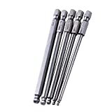 Tomato Palace Magnetic Ball Head 2.5MM 3MM 4MM 5MM 6MM S2 Metric Ball End Hex Screwdriver Bit Set Allen bits -5 PCS 100MM LONG