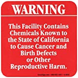 SmartSign Aluminum Sign, Legend "California Prop 65 Facility", 5" square, White on Red