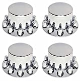 4 Pack of TORQUE Rear Axle Wheel Cover 33mm Screw-on Lug Nut Cover for Semi Truck (Chrome Plated ABS Plastic) (4 x TR076)