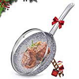 8" Small Frying Pan- KOCH SYSTEME CS 8" Ultra Nonstick Frying Pan with Lid, Granite Skillet with APEO & PFOA-Free Stone Earth Coating, Aluminum Alloy Stir Fry Pan, Stainless Steel Handle, Oven Safe