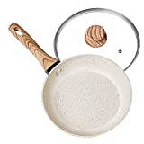 MICHELANGELO Small Frying Pan with Lid, Nonstick 8 inch Frying Pan with Bakelite Handle, Stone-Derived Nonstick 8 Inch Frying Pan White, White Stone Nonstick Frying Pan with Lid - 8 Inch