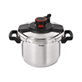 T-fal P45009 Clipso Stainless Steel Dishwasher Safe PTFE PFOA and Cadmium Free 12-PSI Pressure Cooker Cookware, 8-Quart, Silver - 7114000494