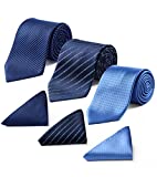 HISDERN Mens Ties Formal Silk Ties and Pocket Square Set for Men Gift Box Lot 3 PCS Wedding Party Necktie